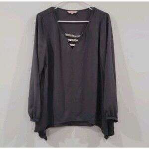 Juicy Couture Womens Top Size Medium Gray Chiffon Flowy Business Casual Y2K Glam
